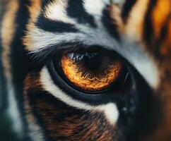 Close up of a tiger's eye showcasing vibrant colors and intricate patterns photo