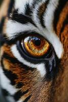 Close-up of a tiger's eye showcasing vibrant colors and textures photo