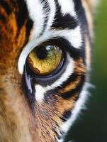 Close-up of a tiger eye showcasing vibrant colors and intricate details photo