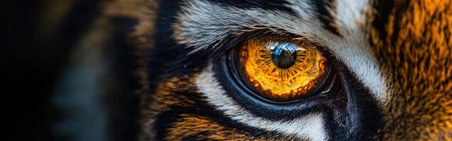Close up of a tiger's striking amber eye in natural habitat photo