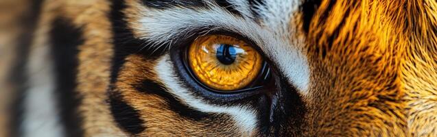 Close-up of a tiger's eye showcasing striking orange details photo