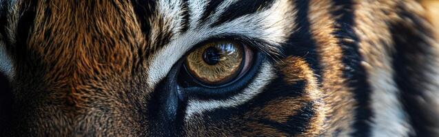 Close-up of a single tiger eye revealing stunning details in nature photo