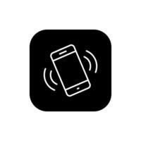Vibration mode mobile phone icon on black square vector