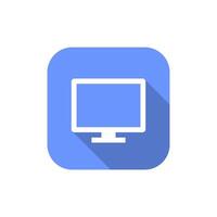 Monitor computer icon on square background. Pc desktop sign symbol vector