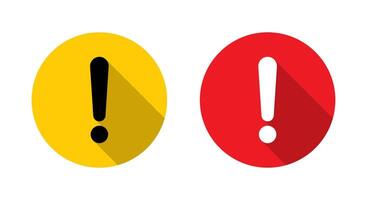 Warning sign icon with long shadow. Danger, caution symbol vector