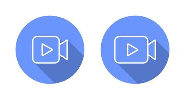 player icon with long shadow. Camera with play button vector