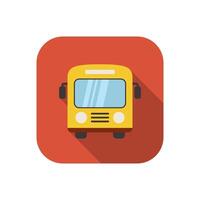 Bus flat icon on square background. Public transport sign symbol vector