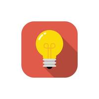 Light bulb icon on square background. Lamp sign symbol vector