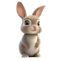 Cartoon Rabbit Sitting on Transparent Background. png