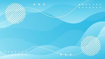 Modern light blue gradient wavy background with geometric shapes. dynamic wallpaper vector