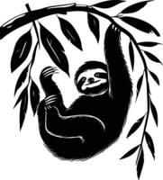 Sloth black silhouette. vector