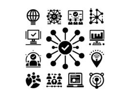 Connected Digital Icons, Network Concept Silhouette Design. vector