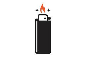 A black lighter with a flame on it vector