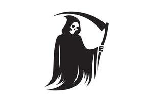 A black and white illustration of a grim reaper vector