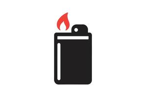 A black and red lighter with a flame on it vector