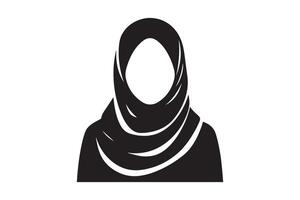 A black and white silhouette of a woman wearing a hijab vector