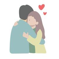 half length of couple lover hugging with red heart sign illustration isolated on white background vector