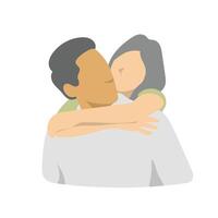 woman holding his boyfriedn from his back illustration isolated on white background vector