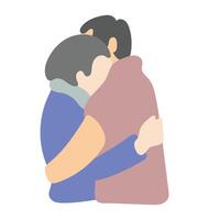 side view of lover couple hugging each other illustration isolated on white background vector