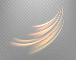 Glowing orange lines. Neon realistic energy speed. Abstract light effect vector