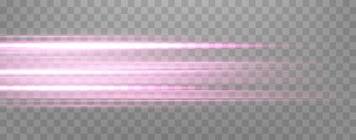 Speed rays, velocity light neon flow, zoom in motion effect, pink glow speed lines, colorful light trails, stripes. vector