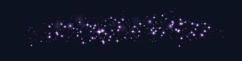 Purple glittering dots, particles, stars magic sparks. Glow flare light effect. Violet luminous points. vector