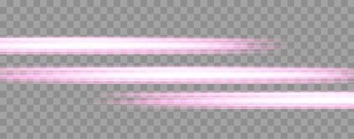 Speed rays, velocity light neon flow, zoom in motion effect, pink glow speed lines, colorful light trails, stripes. vector