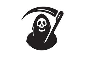 A black and white image of a grim reaper holding a scythe vector