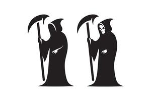 Two black and white silhouettes of grim reapers vector