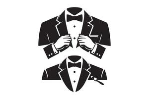 A black and white illustration of a man in a tuxedo vector