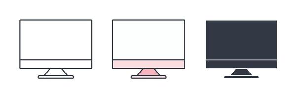 Computer monitor icon symbol illustration isolated on white background vector