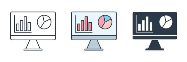 Analytics dashboard icon symbol illustration isolated on white background vector