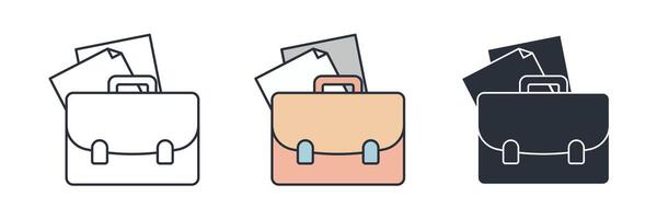 Briefcase with document icon symbol illustration isolated on white background vector
