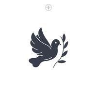 Dove with Olive Branch icon symbol logo illustration isolated on white background vector