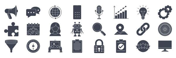 SEO or Search Engine Optimization icons set, Included icons as Bar Graph, Check Mark, People, Gear and more symbols collection, logo isolated illustration vector