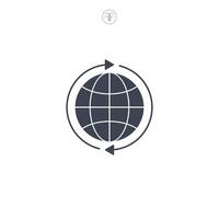 Globe with Arrow icon symbol illustration isolated on white background vector