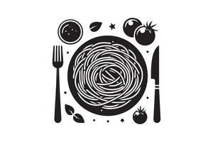 Spaghetti with fork and knife icon vector