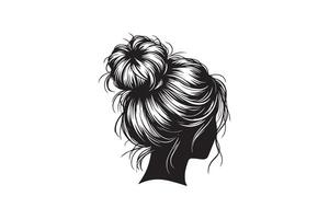 A woman's head with a bun in it vector