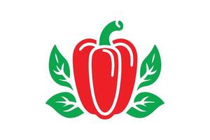 A red pepper with leaves on it vector