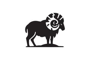 A ram is standing on a hill with a mountain in the background vector
