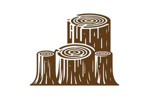 Logs with a tree trunk icon illustration vector