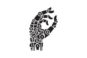 Computer Numerical Control robotic hand silhouette vector