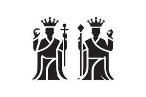 Two men in robes with crowns and swords vector