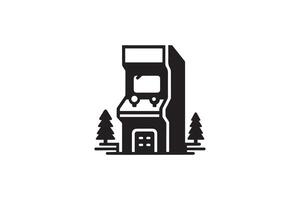 A black and white logo of a game machine vector