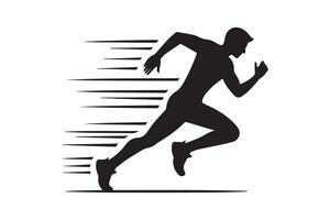 A silhouette of a man running with a speed of motion vector
