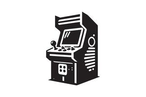 An arcade machine with a joystick and a screen vector