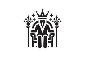 The king is sitting on a throne with a crown vector