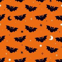 Seamless pattern with bats on an orange background. graphics. vector