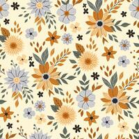 Delicate seamless pattern with autumn flowers. graphics. vector