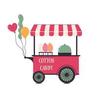 Cart with cotton candy and balls isolate on white background. graphics. vector